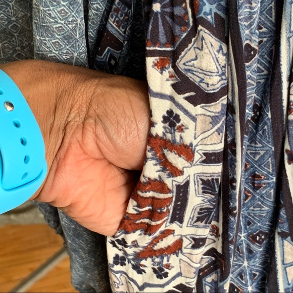 FREE PEOPLE Print Dress Boho Sheer Long Sleeves - Picture 11 of 12